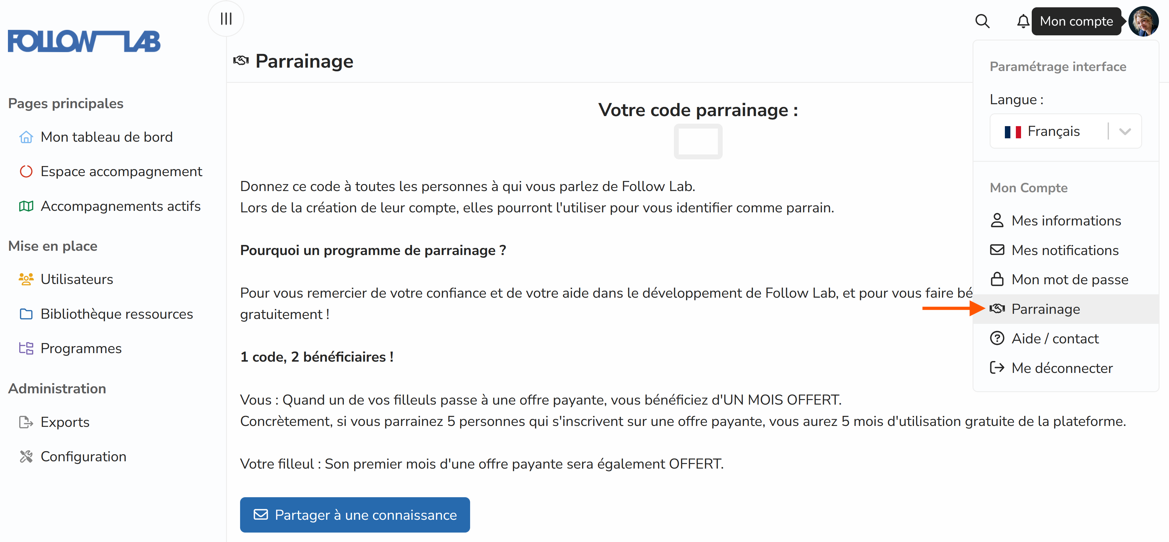 Referral page