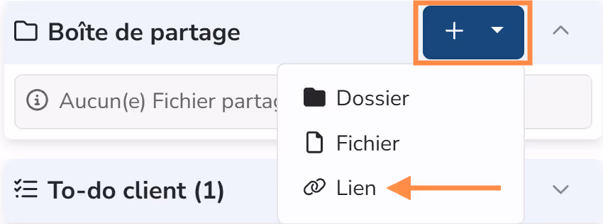 Sharing box section with the add link option