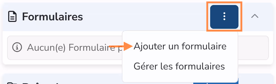 Forms section menu to add a form to an engagement