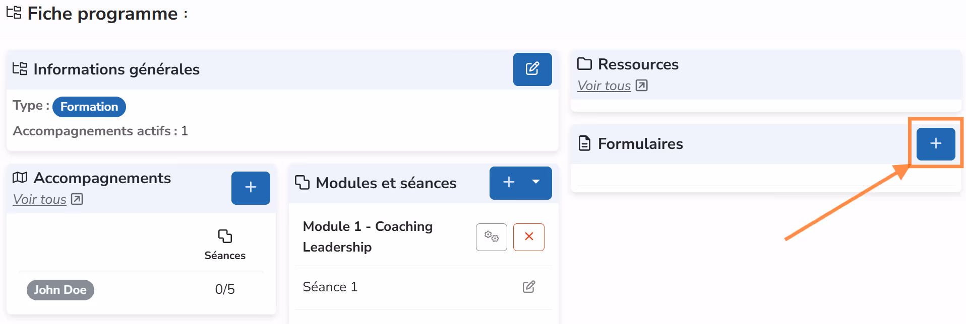 Adding a form from the library to a program sheet