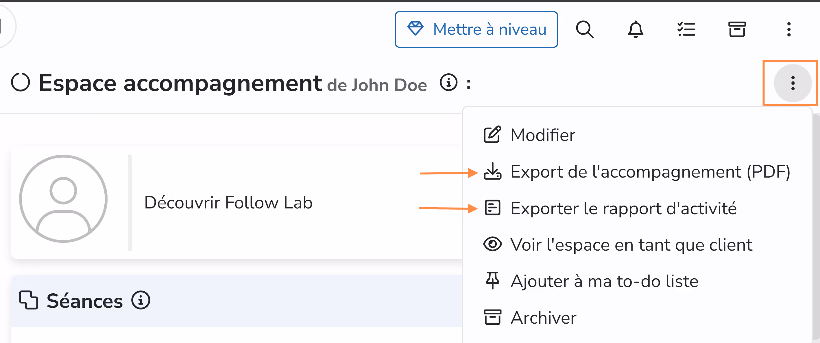 PDF export options from a coaching engagement
